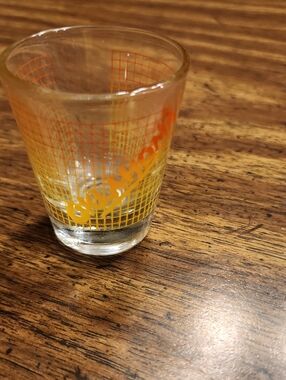 Vintage Oklahoma Orange & Yellow Grid Shot Glass
